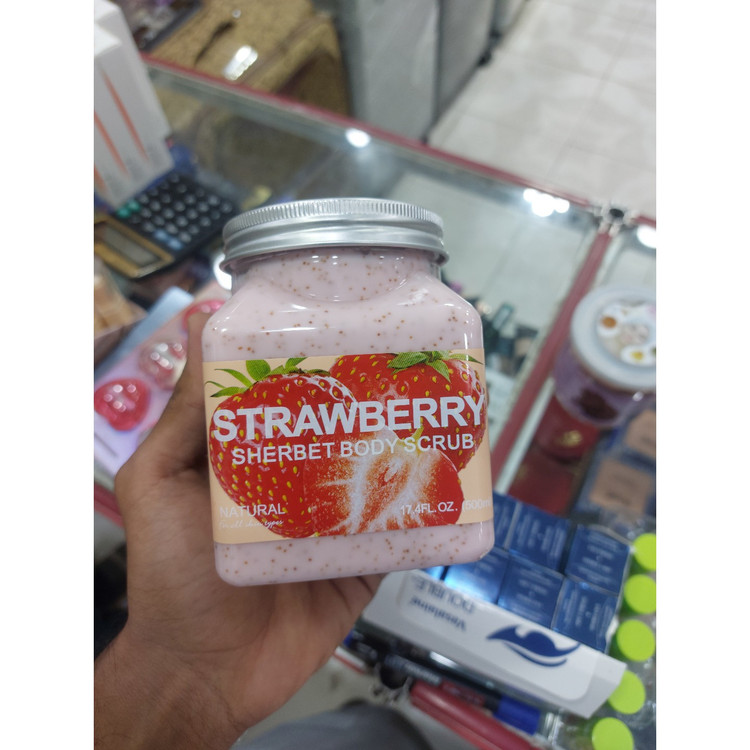 اسکراب شنی صورت و بدن توت فرنگی وکالی
